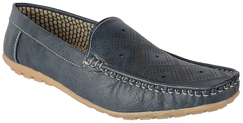 blue leatherette slip on loafer