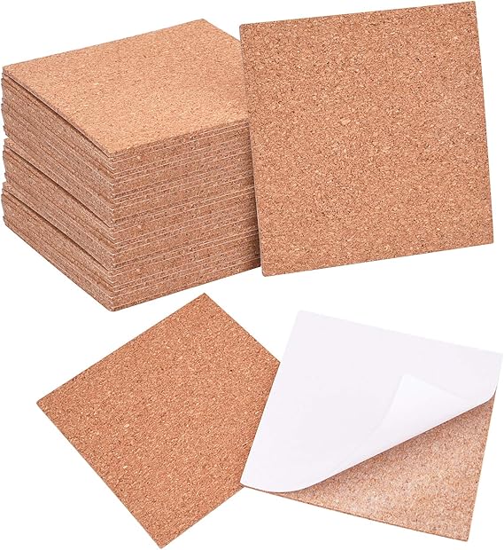Livder 40 Pack Self Adhesive Cork, Squares Cork Board