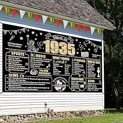Large 90th Birthday Banner Backdrop Decorations for