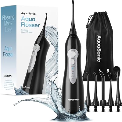 Aquasonic Aqua Flosser Cordless Water Flosser 5 Tips Braces Travel