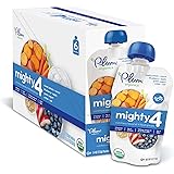 Plum Organics Mighty 4, Organic Toddler Food, Sweet Potato, Carrot, Blueberry, Apple, Greek Yogurt, Millet & Oat, 4 ounce pouch (Pack of 12)