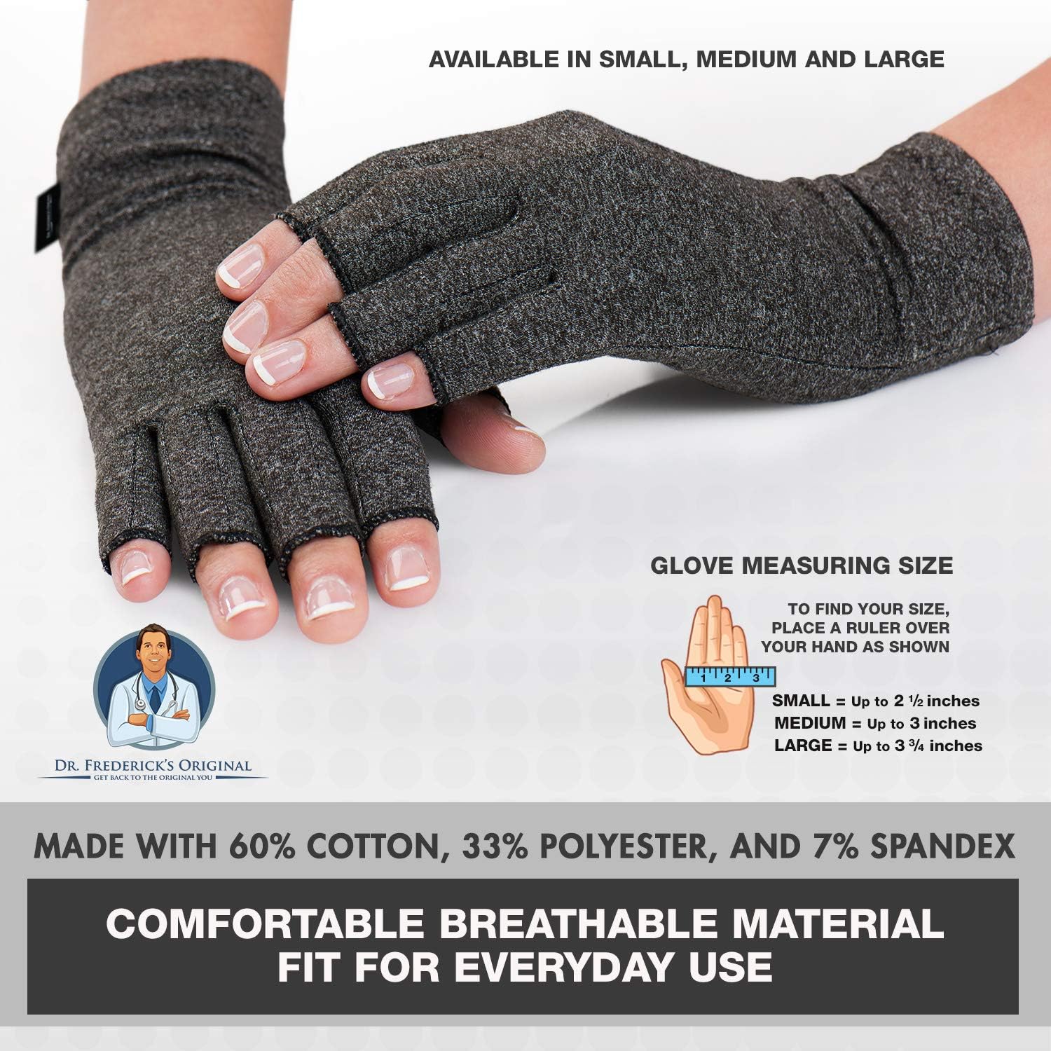 Dr. Frederick's Original Arthritis Gloves for Women & Men - Compression for Arthritis Pain Relief - Rheumatoid & Osteoarthritis - Medium: Health & Personal Care