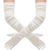 Hazhlko Women's Super Long Stretchy Ruched Mesh Tulle Sheer Gloves Costume Opera Party 1920's Dance Gloves