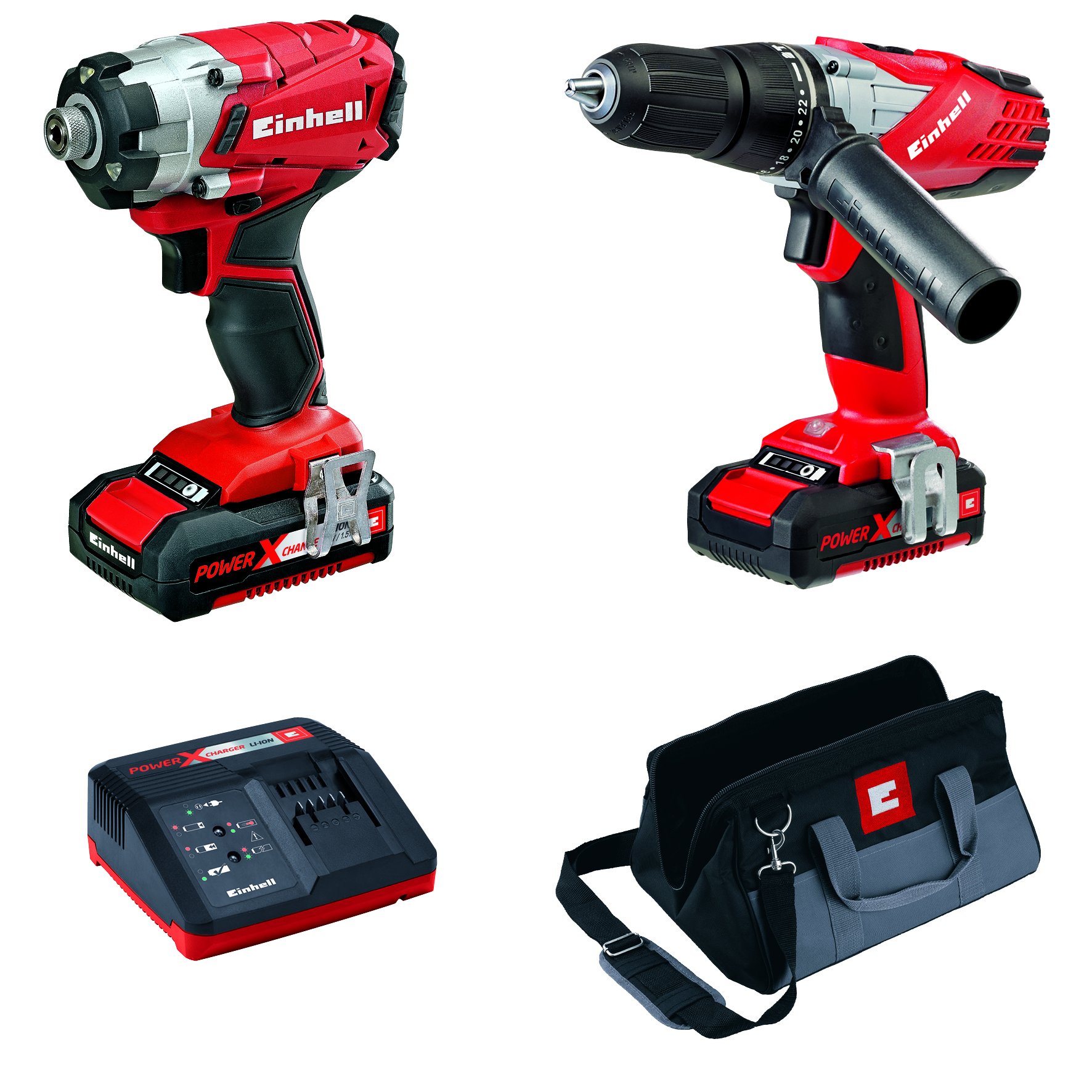 Einhell 4257201 Power X -Change Combi and Impact Driver Twin Pack - Red