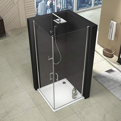 80 x 90 x 195 cm Eckeinstieg Duschkabine Duschabtrennung Doppelt Duschtür Pendeltür Duschwand