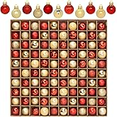 100 Pcs Mini Christmas Ball Ornaments Set, 1.18'' Red and Gold Small Shatterproof Xmas Tree Ornament Hanging Ball Bulk Decorations for Holiday Party Winter Décor