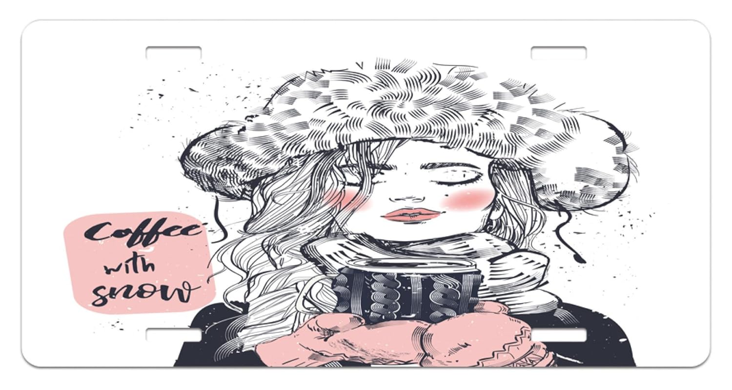 Amazoncom Lunarable Coffee License Plate Sketch Art