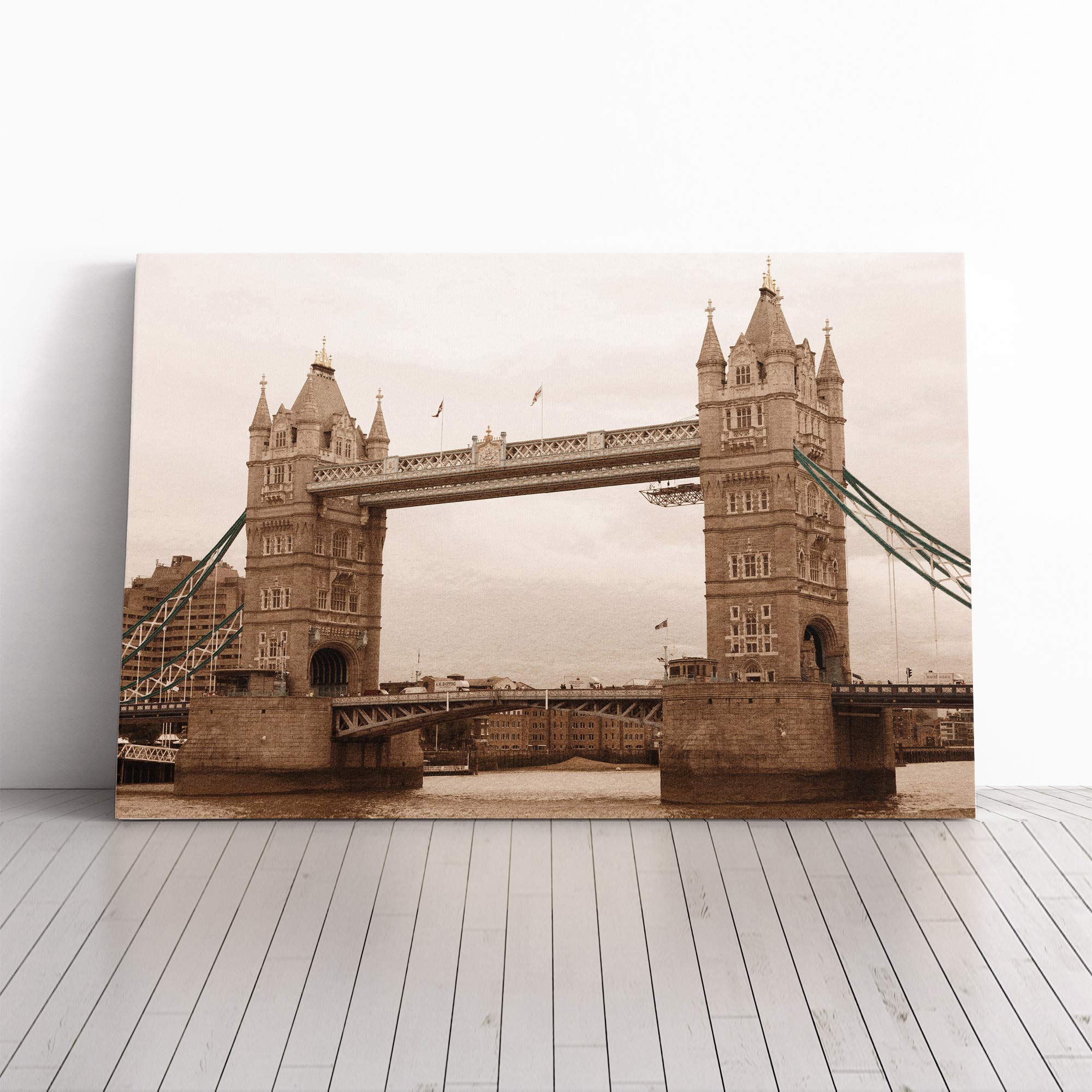 London Tower Bridge Canvas Print | Gallery Wrapped 30mm Frame Wall Art | 20x14 inches | Ready to Hang | Modern Cityscape Picture | Living Room Bedroom Lounge Office