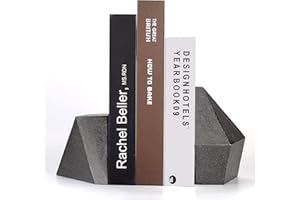 Decorative Bookends, Heavy Duty Cast Iron, Art Shelf Decor, Geometry Abstract Theme (Black) by Ambipolar
