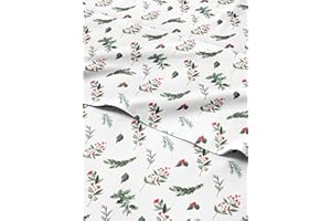 CGK UNLIMITED Christmas Sheets Queen - 4 Piece Deep Pocket Christmas Sheet Set - Soft Wrinkle Free - Winter Holiday Sheets - Women, Men, Kids And Teens - Winter Bed Sheets - Green And Red Pine Trees, Holly And Ivy