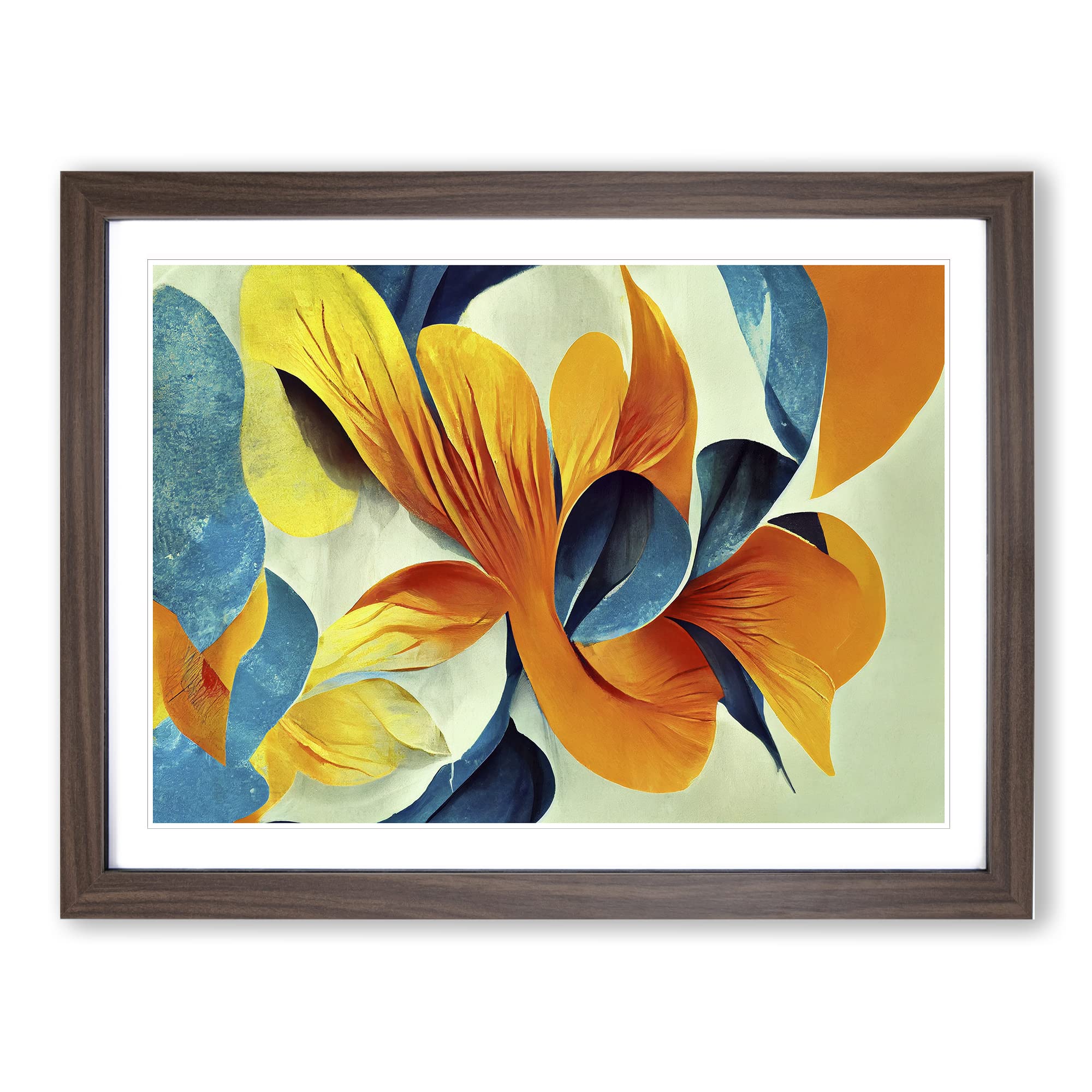 Flowers Abstract Vol.1 Framed Print | A4 Walnut Framed Wall Art | Ready to Hang | Abstract Floral Picture | Living Room Bedroom Lounge Office