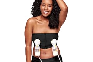 Medela Hands Free Pumping Bustier | Easy Expressing Pumping Bra with Adaptive Stretch Black Medium