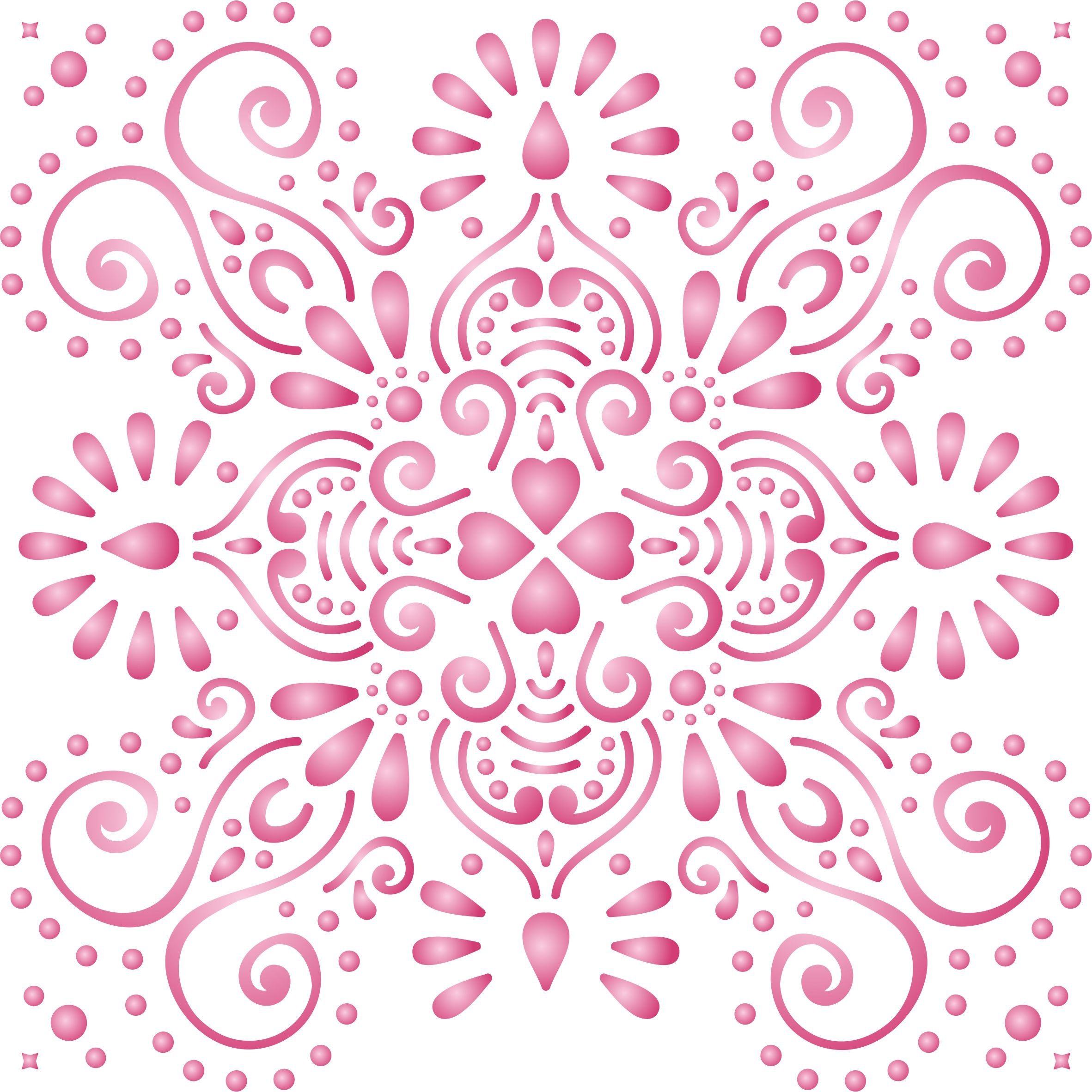 Damask Stencil - 26.5 x 26.5cm (M) - Reusable Large Floral Tile Pattern Wall Stencil Template