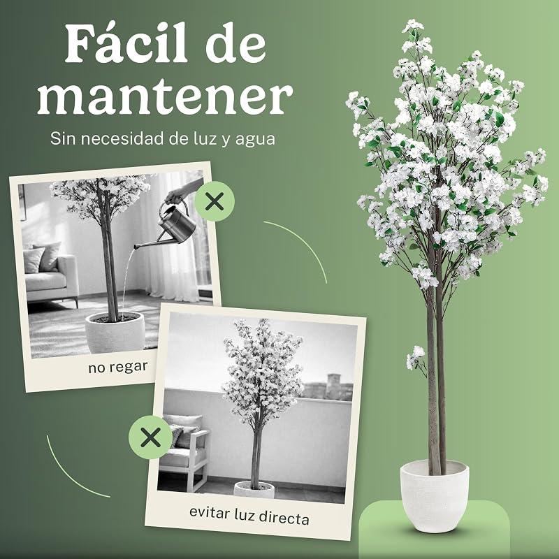 Almendro Artificial 105 cm - Arbol con Flores Blancas de Interior — foto 4 de 7