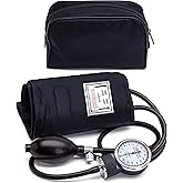 Santamedical Manual Blood Pressure Cuff - Adult Aneroid Sphygmomanometer | Deluxe Bp Cuff Monitor with Carrying Case and Adult Black Cuff - Stethoscope Not Included