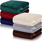 VitalCozy 6 Pcs Fleece Throw Blankets Bulk 60" x 80" Extra Large Lightweight Fuzzy Flannel Plush Blankets for Couch Home Living Room Sofa Bed (Classic Color)