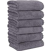 MOONQUEEN 6 Pack Premium Hand Towels - Quick Drying - Microfiber Coral Velvet Highly Absorbent Towels - Multipurpose Use as Hotel, Bathroom, Shower, Spa, Hand Towel 16 x 28 inches (Gray)