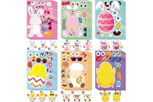 GonLei 24pcs Easter Stickers for Kid, Make-a-face Easter Stickers for Child Easter Egg Farm Animal Rabbit Chicks Sheeps DIY Sticker for Crafts Family Schools Classroom Activities Party Favor Supplies