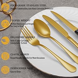 48 Pcs Gold Silverware Set with Steak