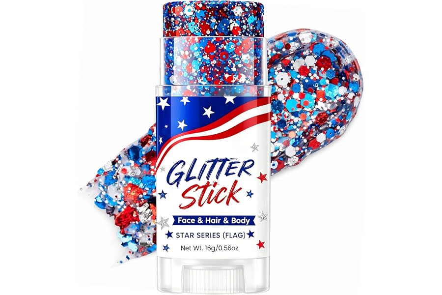 4th of July Glitter Stick Patriotic Hair Glitter Body Glitter face Glitter 4th of July Outfits for Women Fourth of July Outfit Women 4th of July Fourth of July Decorations,Red White and Blue X1