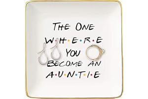 TOPTHINK The One Where You Become An Auntie-Gift For Sister,Best Friends-Aunt Announcement-Aunt to Be-New Aunt Gift-Pregnancy Announcement Idea-Ceramic Jewelry Holder Ring Dish Trinket Box Tray-Friends TV Show