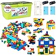 BRUVISH Building Bricks 1500 Pieces, Basic Classic Building Blocks Random Colors, 8 Shapes, 1500Pcs Bulk Building Bricks for Kids Age 6+, with Storage Box, Compatible to All Major Brands