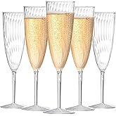 USDICHOME Plastic Champagne Flutes,24Pcs Disposable Clear Champagne Glasses,6 Oz Wine Glasses for Party Wedding Cocktail Toasting Party Family Holiday Picnic Thanksgiving Christmas