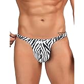 ohyeahlady Mens G-String Thong Underwear Snake Print Briefs Low Rise Sexy Hot Shorts for Mens Lingerie Soft T-Back Thong