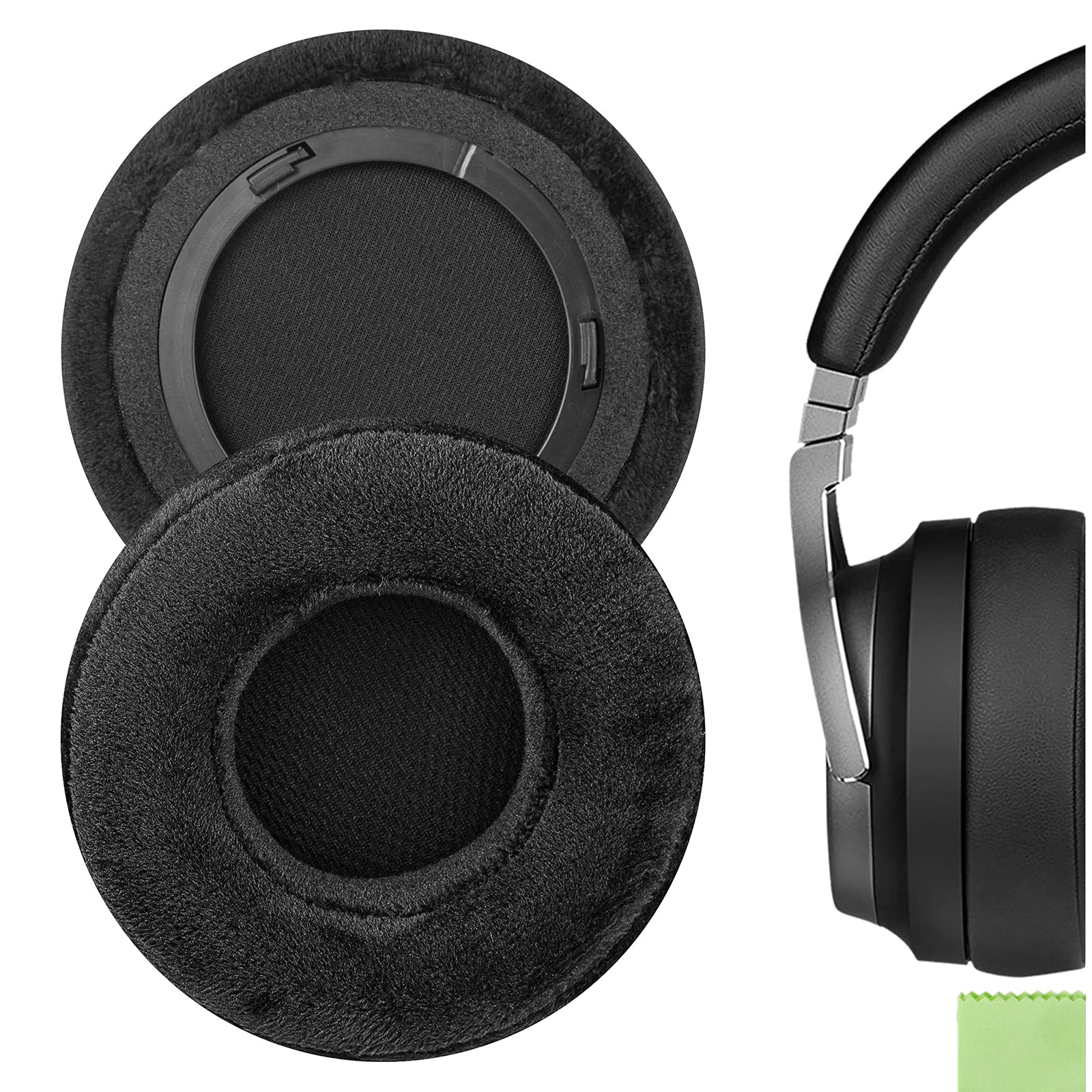 Geekria Comfort Velour Replacement Ear Pads for Corsair Virtuoso RGB/Virtuoso Wireless SE/Virtuoso Wireless XT Headphones Ear Cushions, Repair Parts (Black)
