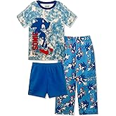 Sonic The Hedgehog Boys Pajama Set - 3 Piece Pants, T-Shirt & Shorts - Sleepwear PJ Set for Kids, Toddler Boys Pajamas
