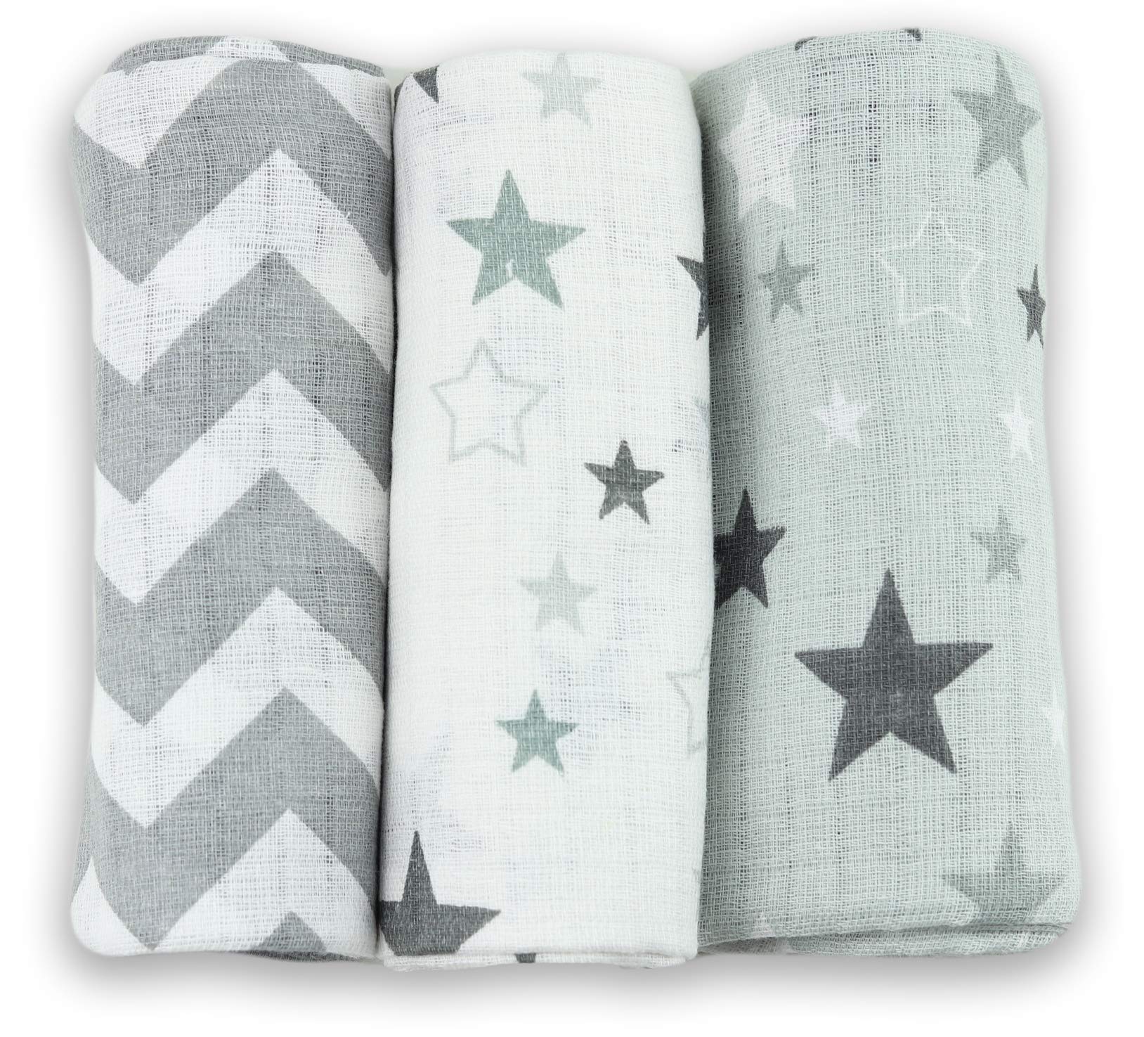 Baby Burp Cloths for Boys and Girls - Muslin Cloths - Pack of 3 70 x 80 cm - Cloth Nappies, Made in the EU, Tested for Harmful Substances - Baby Muslin Nappies