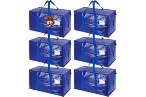 KYODOLED 6 Pack Extra Heavy Duty Blue Moving Bags - Large Move In & Packing Bags for College Students, Sturdy Storage Totes with Strong Zipper & Comfortable Handles for Clothes Storage