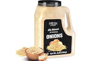 Fresh Finest Minced Onions 4 lb. Bulk Dehydrated Onions, Kosher Certified, Non-GM Best for Vegetables, Meats, Rubs and Dressings, 4 LB (1.81kg)