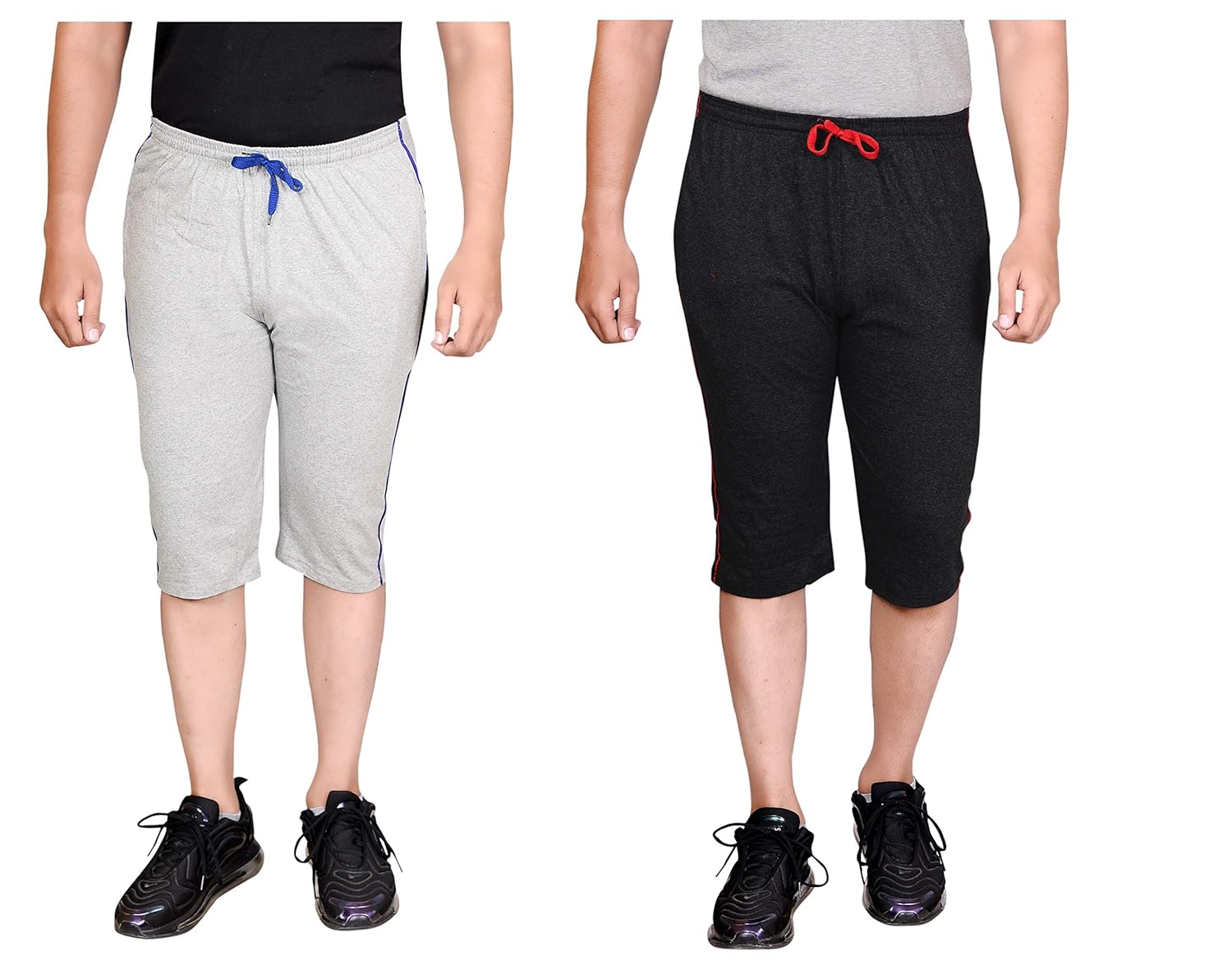 Buy Abhav's Men Regular Fit Capri (Dark Grey & Light Grey) at Amazon.in