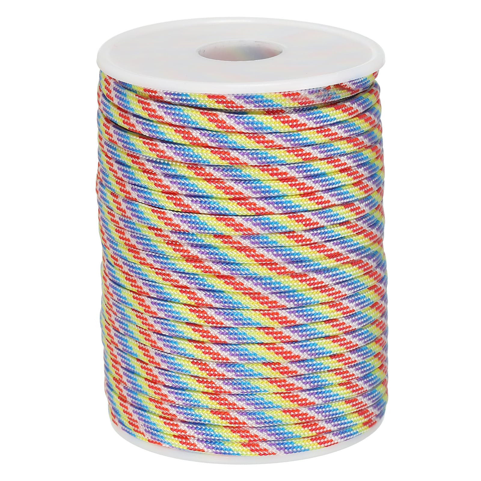 PATIKIL 100 Feet Paracord Rope 550lb, 7 Strand Parachute Cord 4mm Paracord Lanyard Spool Cord for Survival Bracelet Tent Camping, Hiking, DIY Projects, Rainbow Color