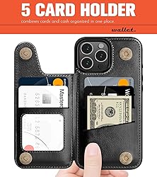 LOHASIC Wallet Case for iPhone 16 Pro Max, 5 Card