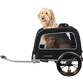 Retrospec Rover Waggin' Pet and Dog Bike Trailer with Weather-Resistant Canopy &amp; Mesh Shield - Foldable Frame, 16in Wheels with Storage Pouch &amp; Internal Safety Leash Supports up to 50 lbs