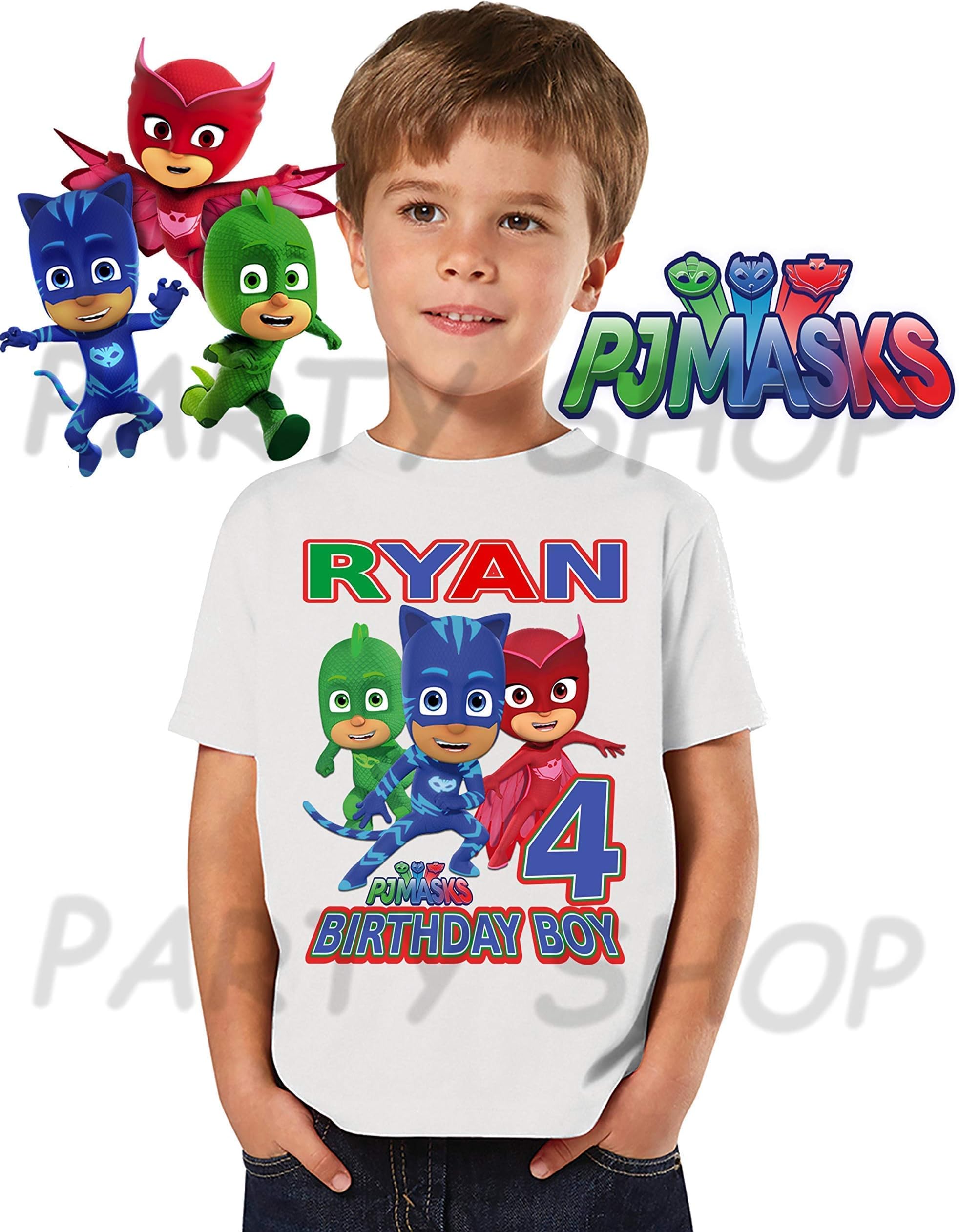 Pj Masks Birthday Shirt, Pj Masks Birthday Party, Add Any Name and Age, Family Matching Shirts, Boys and Girls Birthday Shirts, Pj Masks Personalized Shirt 5