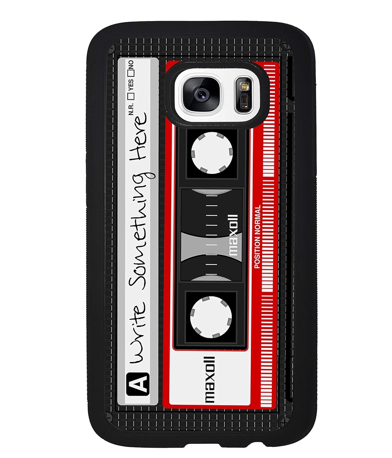 Cassette Tape Black Red Personalized Black Rubber Phone