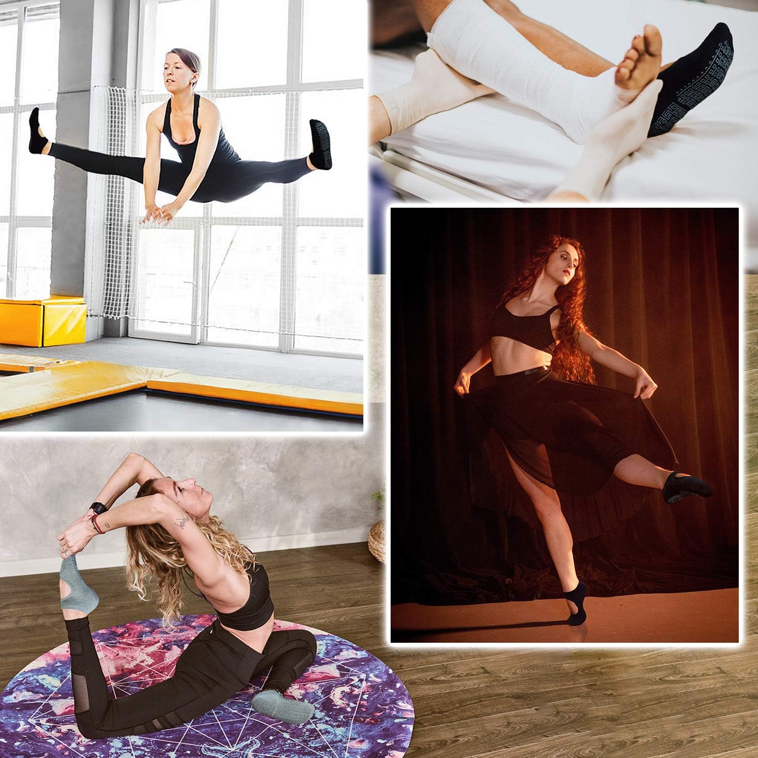 Non Slip Grip Yoga Socks for Women with Cushion for Pilates, Barre, Dance : Clothing