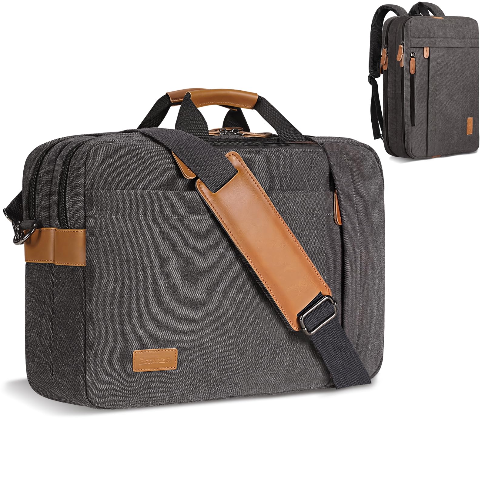 Photo 1 of ESTARER 3 in 1 Computer Bag for Men, 17-17.3 Inch Laptop Messenger Bag for Business/Work/Travel, Convertible Backpack Briefcase Water Resistant Canvas (Grey)