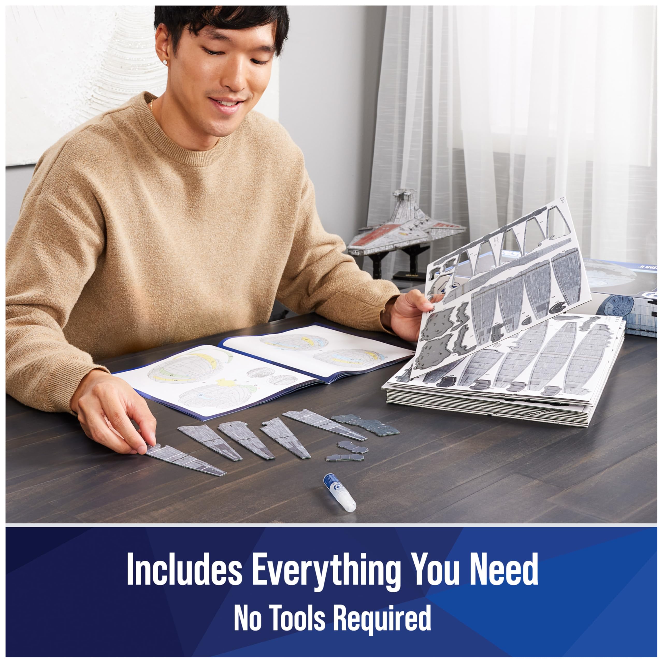 4D Build Star Wars Deluxe Death Star II Cardstock 3D Model Kit, Star Wars Gifts, Desk Décor for Fans & Collectors, 272 Pieces, 3D Puzzles, Gift Ideas for Ages 12 & Up