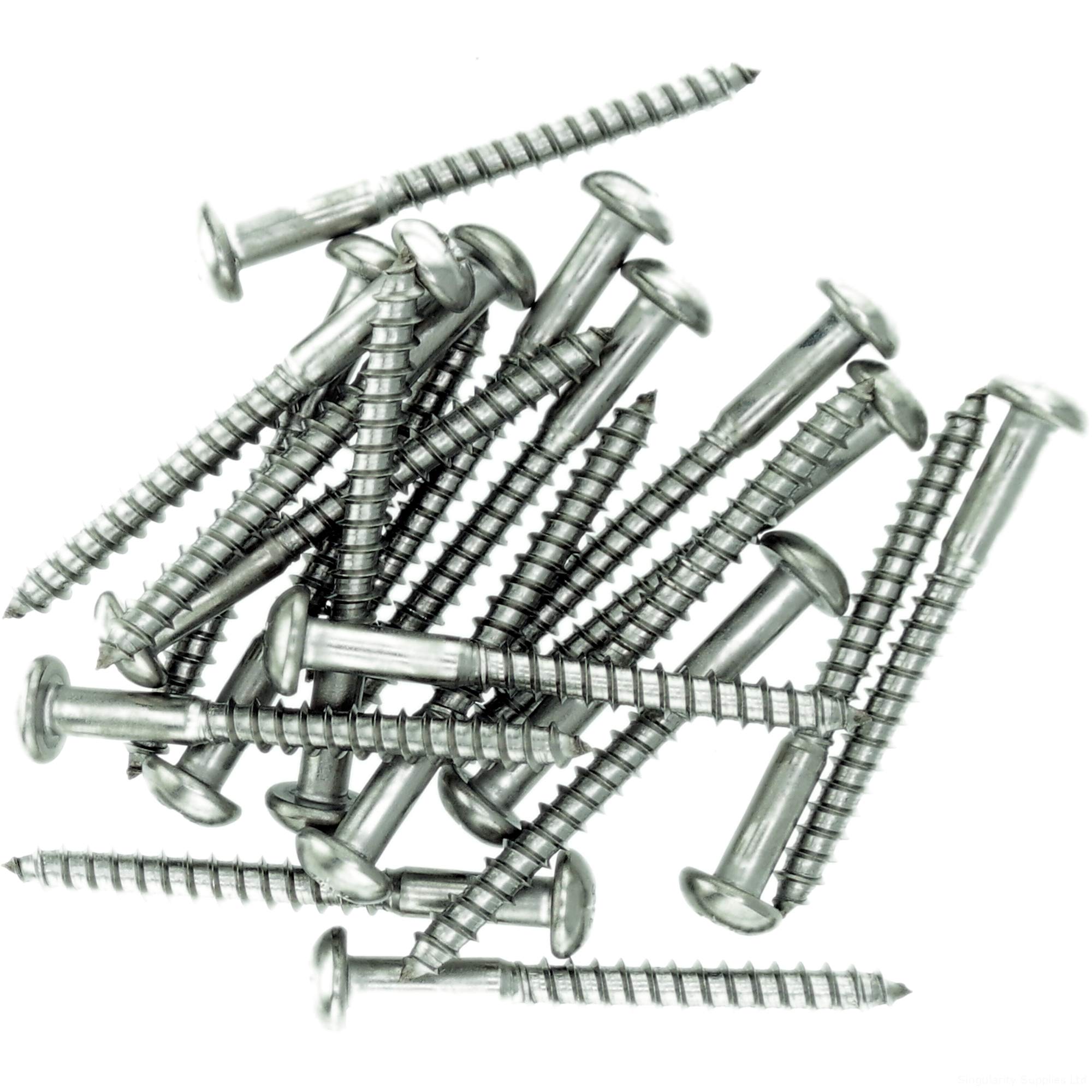 No.10 x 1.18 (5.0mm x 30mm) Pozi Pan Wood Screw - Stainless Steel (A2) (Pack of 20)