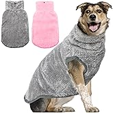 KAYCOWZA Dog Jacket for Cold Weather, 2 Pack Cozy Winter Warm Turtleneck Pet Coat Clothes for Large Medium Small Dogs, Fleece Adjustable Pullover Dog Vest Sweater (M-XXL)