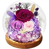 SAKSUN Preserved Flowers Forever Rose: Birthday Gifts for Women Flowers for Delivery Prime - Rose in Glass Dome & LED Light - Eternal Love for Mom Wife Girlfriend on Mother's Day Birthday Anniversary