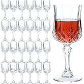 Slomg 24 Pack 7 oz Vintage Plastic Wine Glasses Goblet Set, Unbreakable Champagne Flutes Cordial Drinking Water Glasses, Bulk Reusable Wine Drinkware for Wedding Reception Bar Party Favors Supplies
