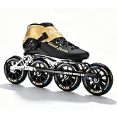 Inline Speed Skates Adult for Mens Womens, Professional Fitness Carbon Fibre Racing Skates Adult Male Female, High Performance Roller Skates Blades for Outdoor Marathon Racing, Black