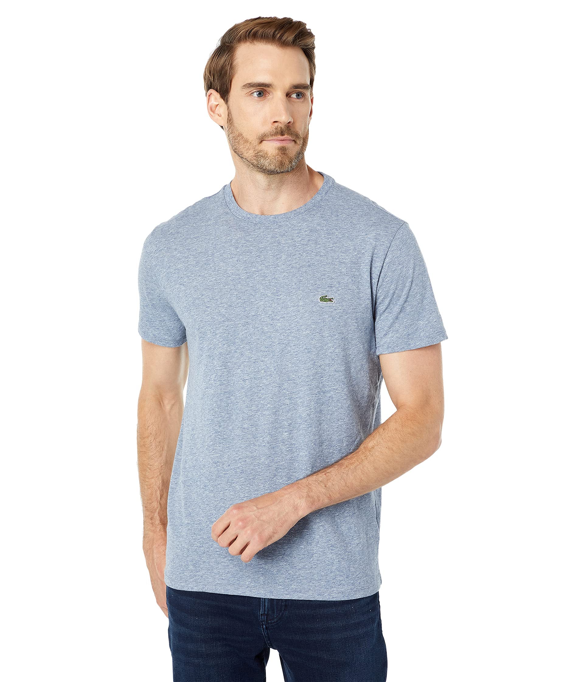 Lacoste Mens Short Sleeve Crew Neck Pima Cotton Jersey T-Shirt, Light Indigo Blue, 3X-Large Big
