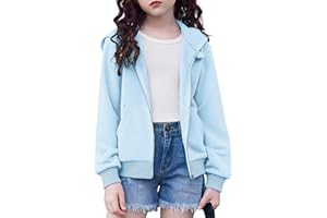 Arshiner Girls Zip Up Cropped Hoodies Casual Long Sleeve Sweatshirts Jackets with Pockets