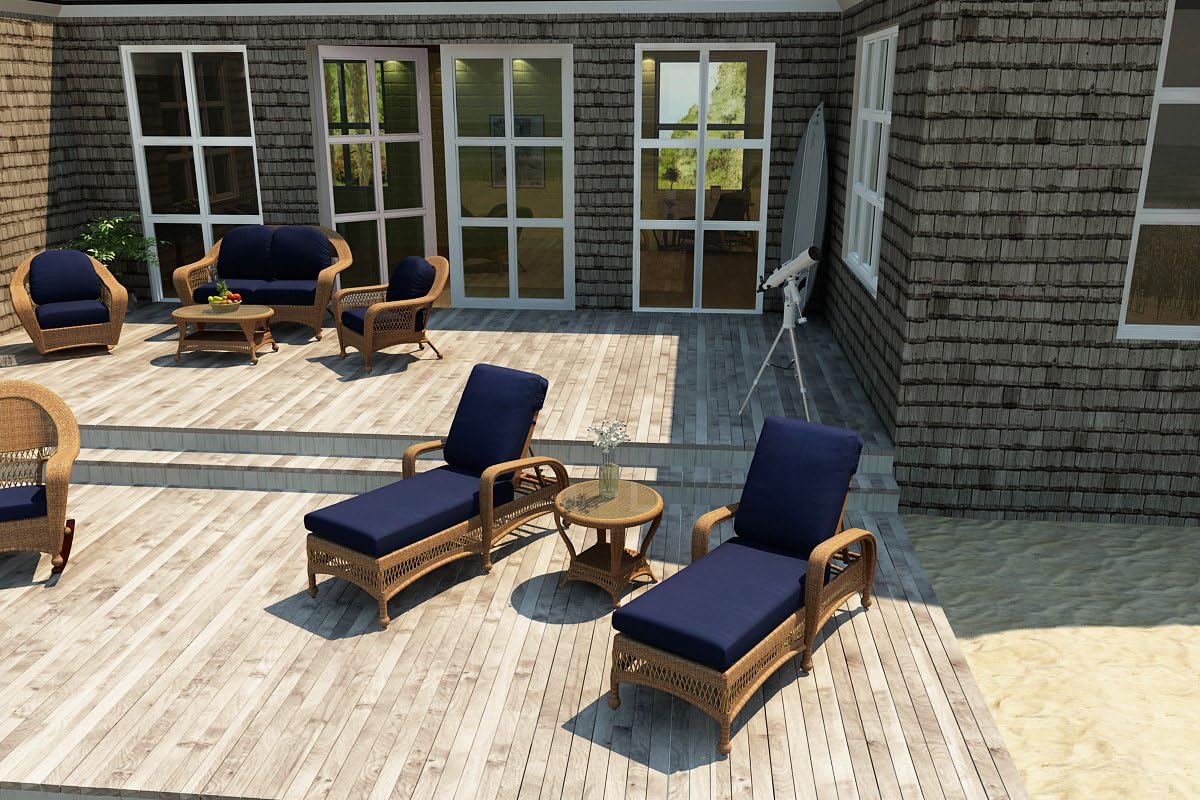 Forever Patio 3 Piece Catalina Rattan Chaise Lounge Set, Straw Wicker with Blue Sunbrella Cushions (SKU FP-CAT-3CLS-ST-CN)